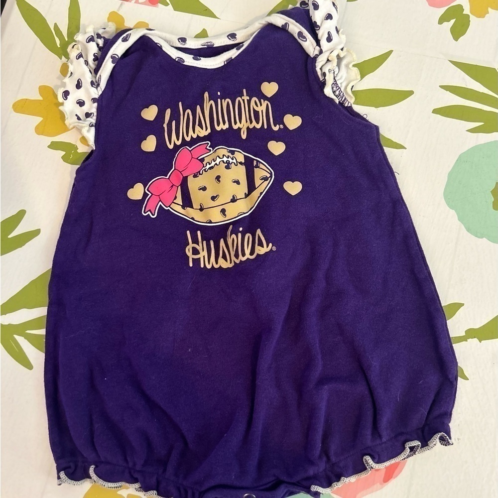 Gen 2 Washington Huskies 18 month Onesie With ruffle details